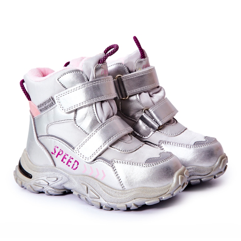PJ2 Botas de neve quentes com velcro prata Percy cinza