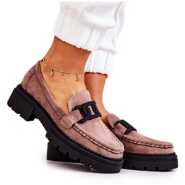 PL5 Mocassins de camurça com decoração La.Fi Cappucino Laurene marrom