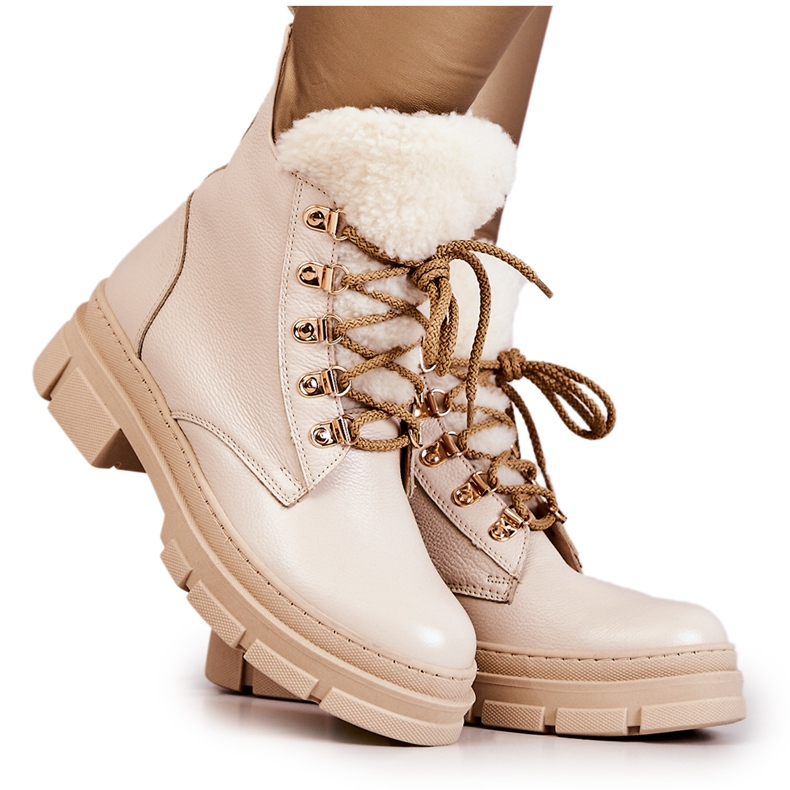 PF1 Botas quentes de couro Botas molissa bege