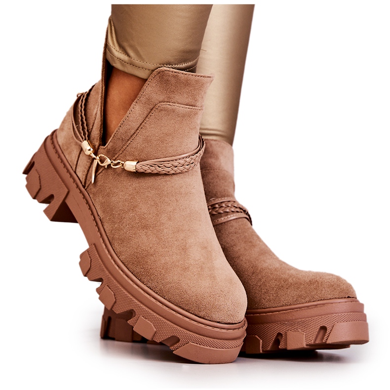 PS1 Botas de camurça com listras bege Moriah castanho