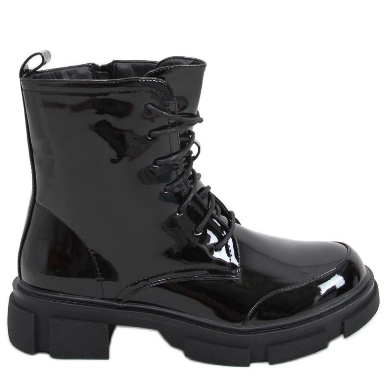 Botas lacadas com cadarço Ress Black preto