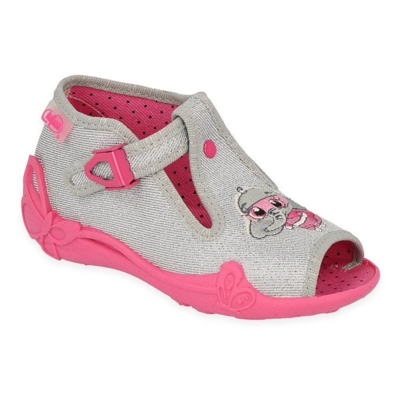 Calçado infantil Befado 213P136 rosa prata cinza