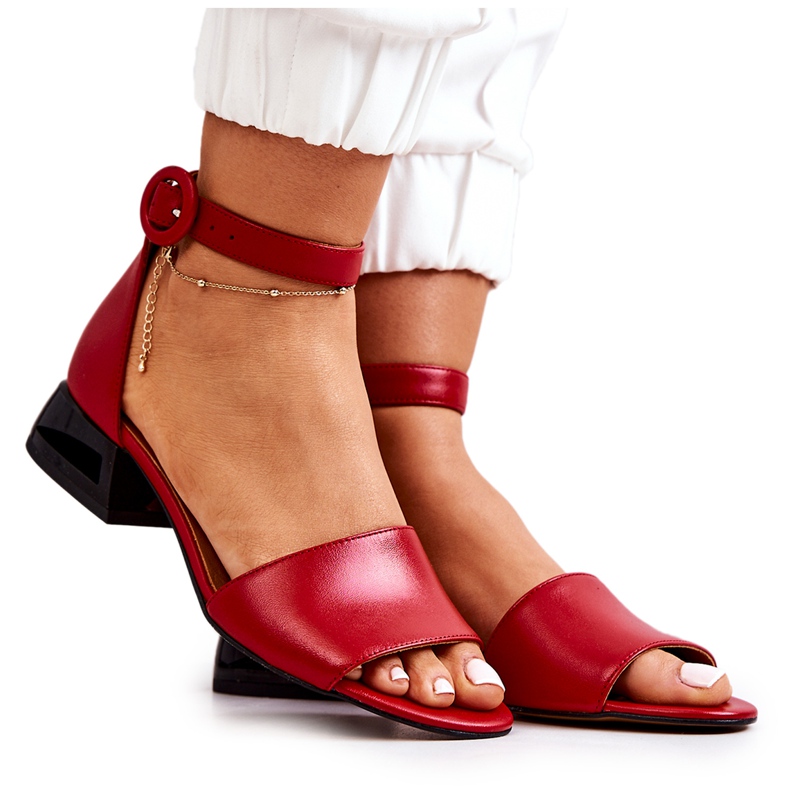 Sandálias de couro com salto alto Laura Messi 2143 Vermelho