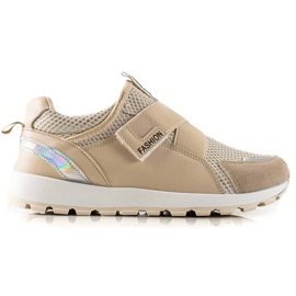 TRENDI Tênis estilosos de velcro bege marrom