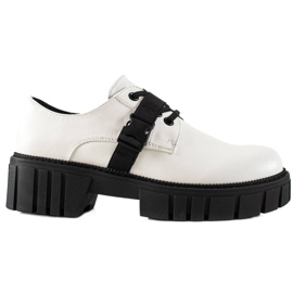 La.Fi Sapato plataforma com fivela branco preto