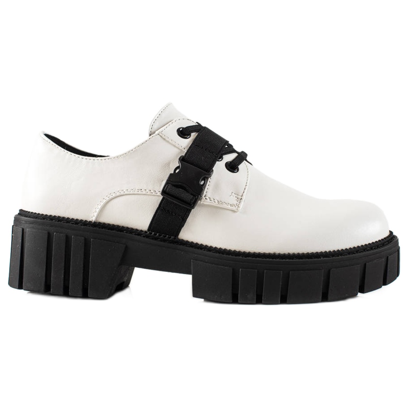 La.Fi Sapato plataforma com fivela branco preto