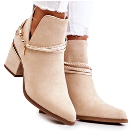 PS1 Botas de cowboy de camurça bege Inessa com listras PS1 Botas de cowboy de camurça bege Inessa com listras