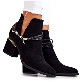 PS1 Botas de cowboy de camurça preta Inessa com listras preto