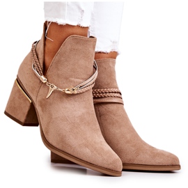 PS1 Botas de cowboy de camurça bege escuro Inessa com listras