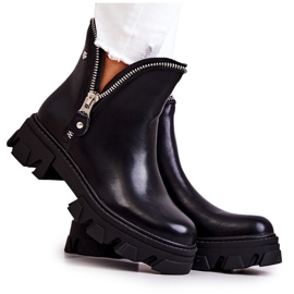 WS1 Botas de couro com zíperes pretos decorativos Deborah WS1 Botas de couro com zíperes pretos decorativos Deborah