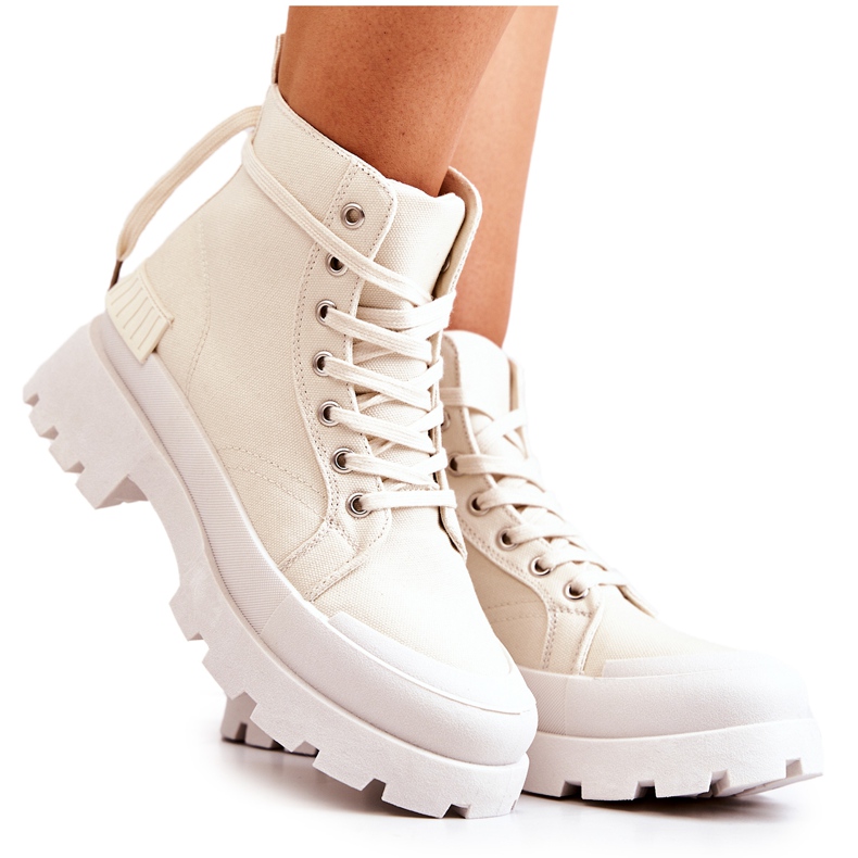 PS1 Botas de caminhada Faithfull bege amarradas crua