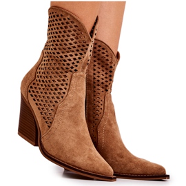 FB1 Botas de cowboy a céu aberto em um camelo poste Caroline marrom