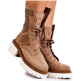 Botas de Couro Operárias Nicole Castanho Claro 2706 marrom