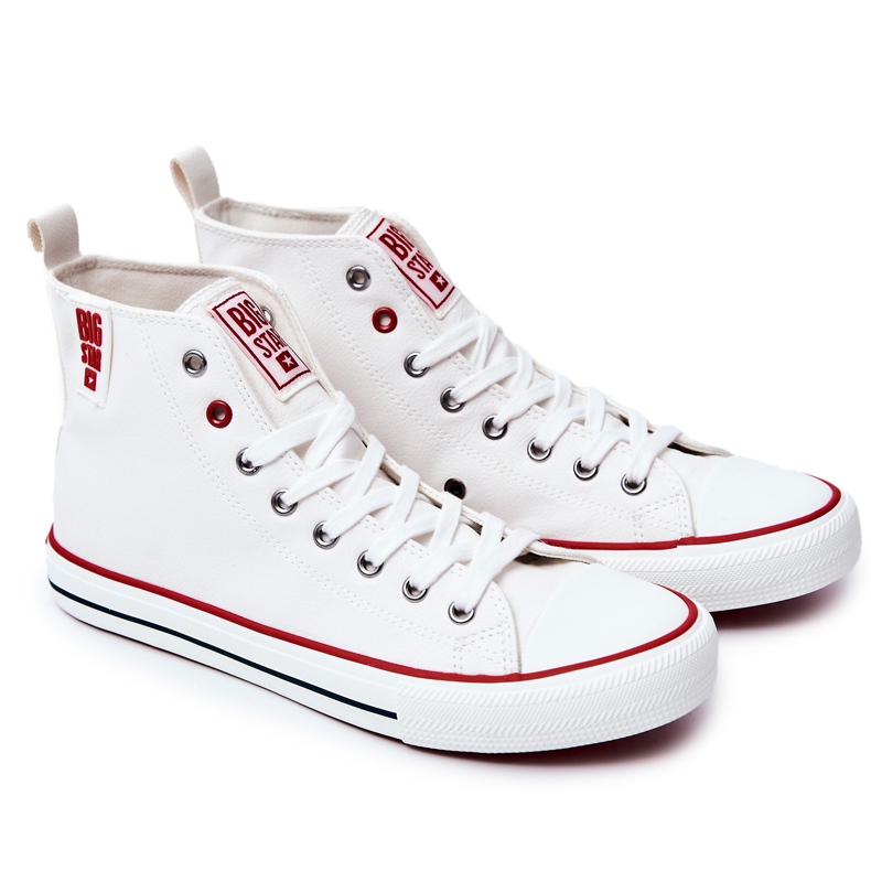 Tênis masculino de couro cano alto Big Star JJ174071 branco