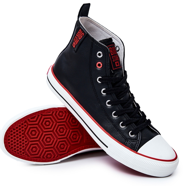 Tênis masculino de couro alto Big Star JJ174070 preto