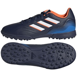 Chuteira Adidas Copa Sense.3 Tf Jr GW7401 multicolorido azuis e azul marinho
