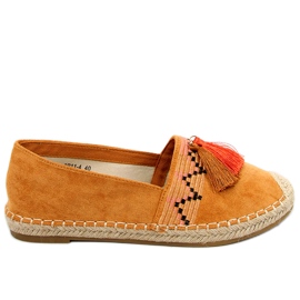 Alpercatas Boho com franja Birna Camel marrom