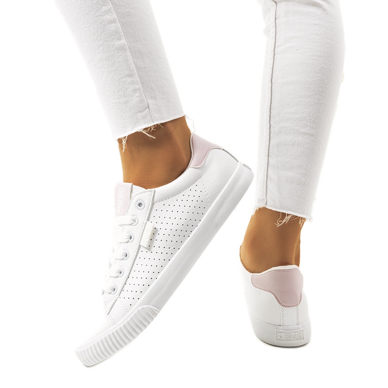 Tênis branco feminino Big Star HH274073 rosa