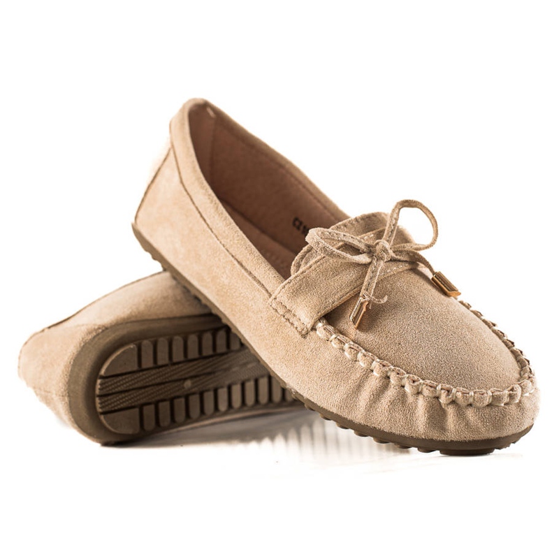 TRENDI Mocassins de camurça com laço bege