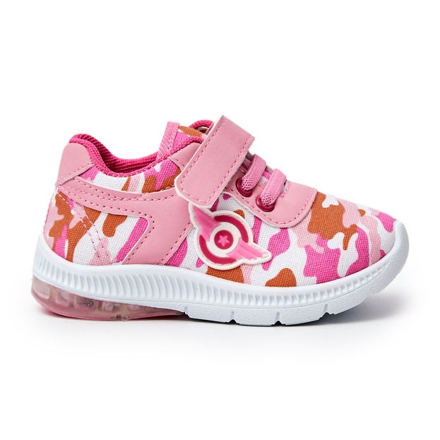 FR1 Tênis esportivo infantil com velcro rosa Bethy