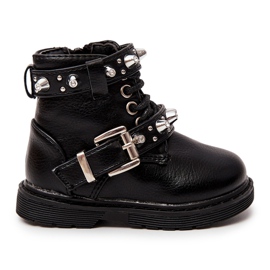 FR1 Botas infantis aquecidas com pêlo preto Flossie