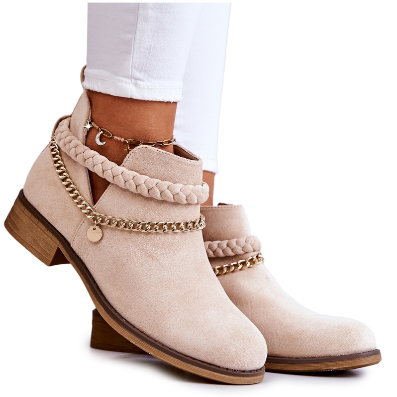 PS1 Botas de camurça com corrente Bege Talitha