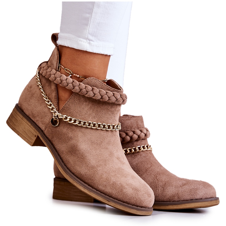 PS1 Botas de camurça com corrente marrom Talitha castanho
