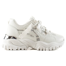 TRENDI Tênis elegantes com brilho branco