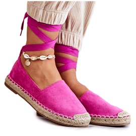 FB1 Alpargatas de camurça amarrada Fuchsia Ismanne rosa