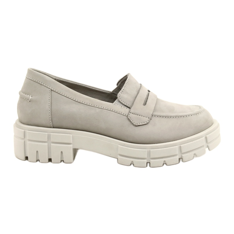 Mocas de couro feminino Caprice 24755-28 217 Gray cinza