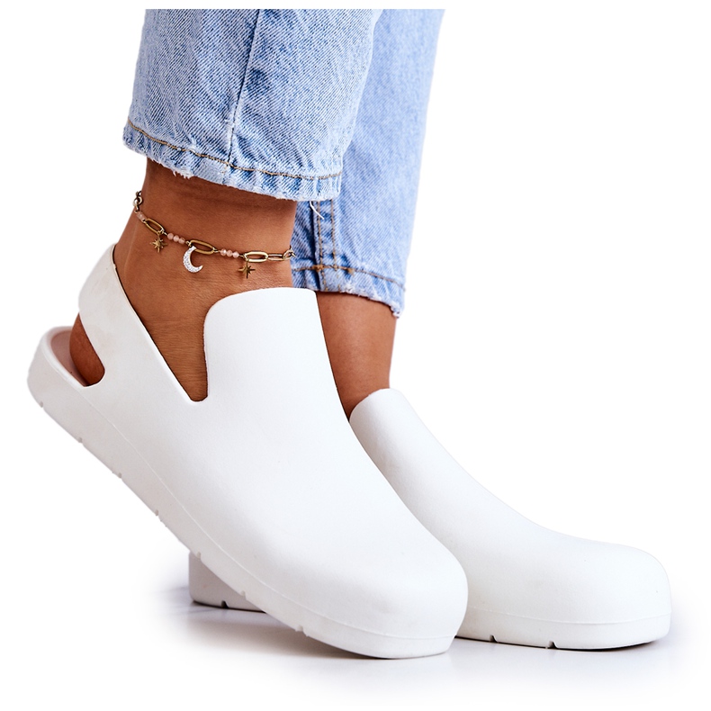 FS1 Tamancos de borracha Meriko brancos na moda