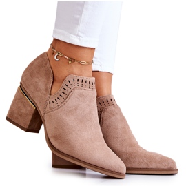 PS1 Botas de cowboy vazadas bege escuro de camurça Valerie