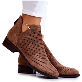 Vinceza Bota de camurça marrom Shirley Openwork