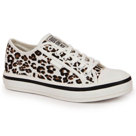Tênis Big Star W JJ274615 branco com estampa de leopardo castanho