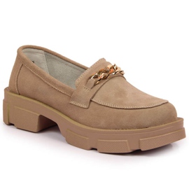 Sapatos de couro com corrente Filippo W PAW252B bege