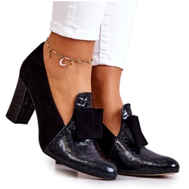 PA2 Sapatilhas Kathleen de camurça preta de pele de cobra preto