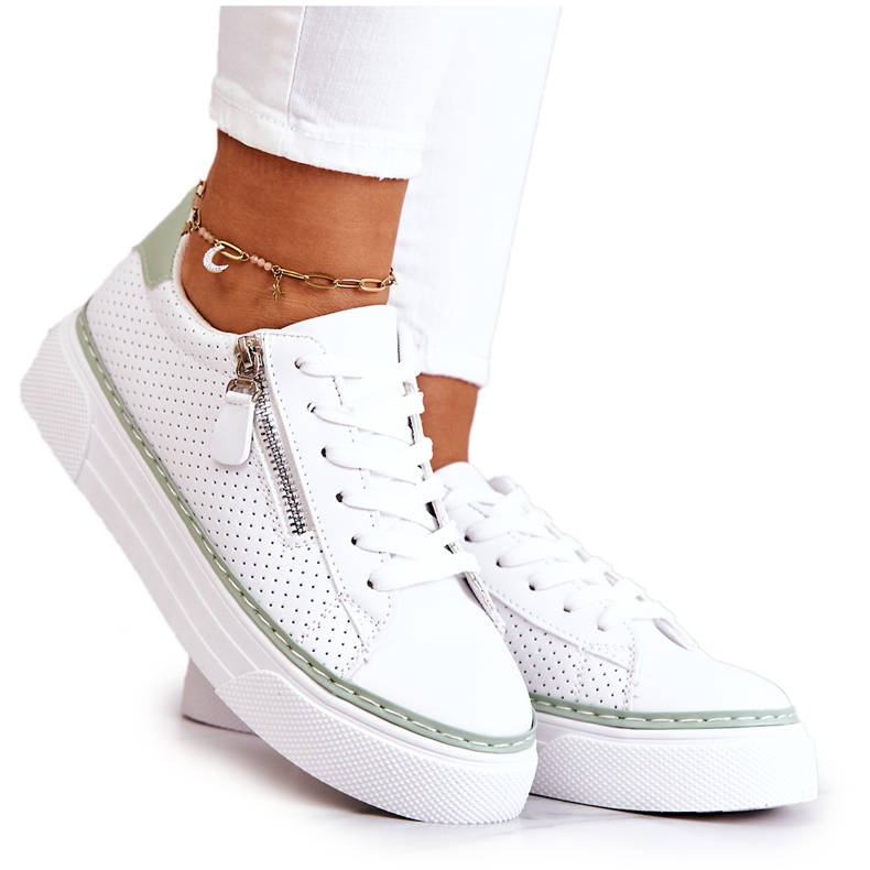 FB2 Calçados esportivos na plataforma Louisa branca e verde branco