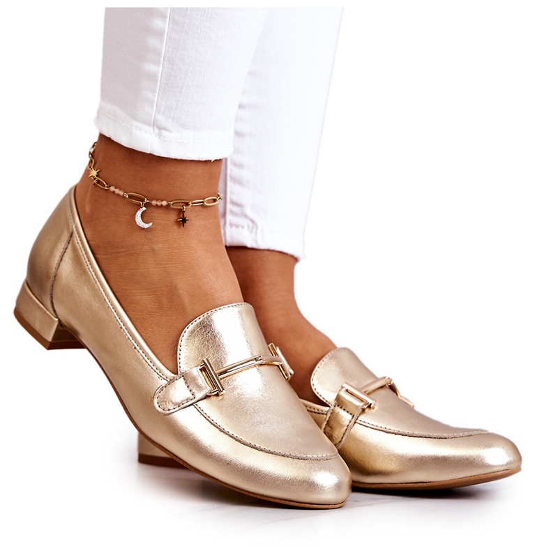 Brogues femininos Laura Messi 2121 Ouro dourado