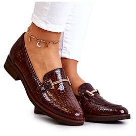 Brogues femininos Snake Laura Messi 2307 Marrom castanho
