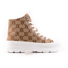 Bona tênis alto estampado castanho