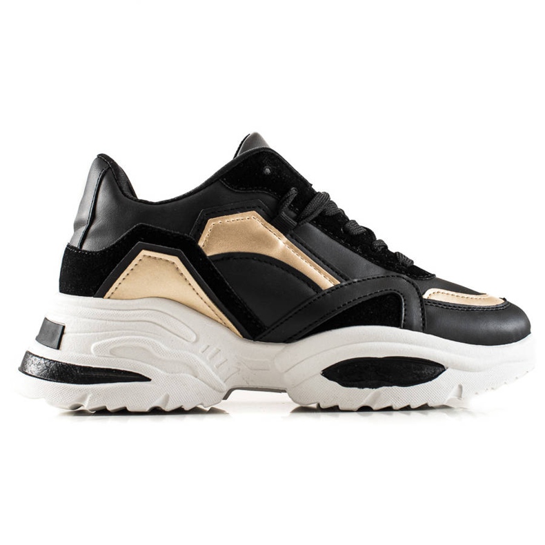 TRENDI Tênis de couro ecológico preto