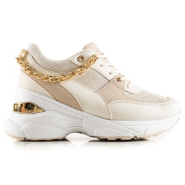 Ideal Shoes Tênis com corrente bege