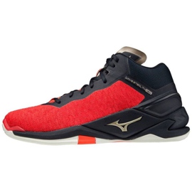Tênis de handebol indoor Mizuno Wave Stealth Neo Mid M X1GA200563 vermelho laranjas e tintos