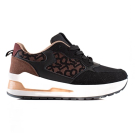 TRENDI Tênis elegantes na plataforma castanho preto