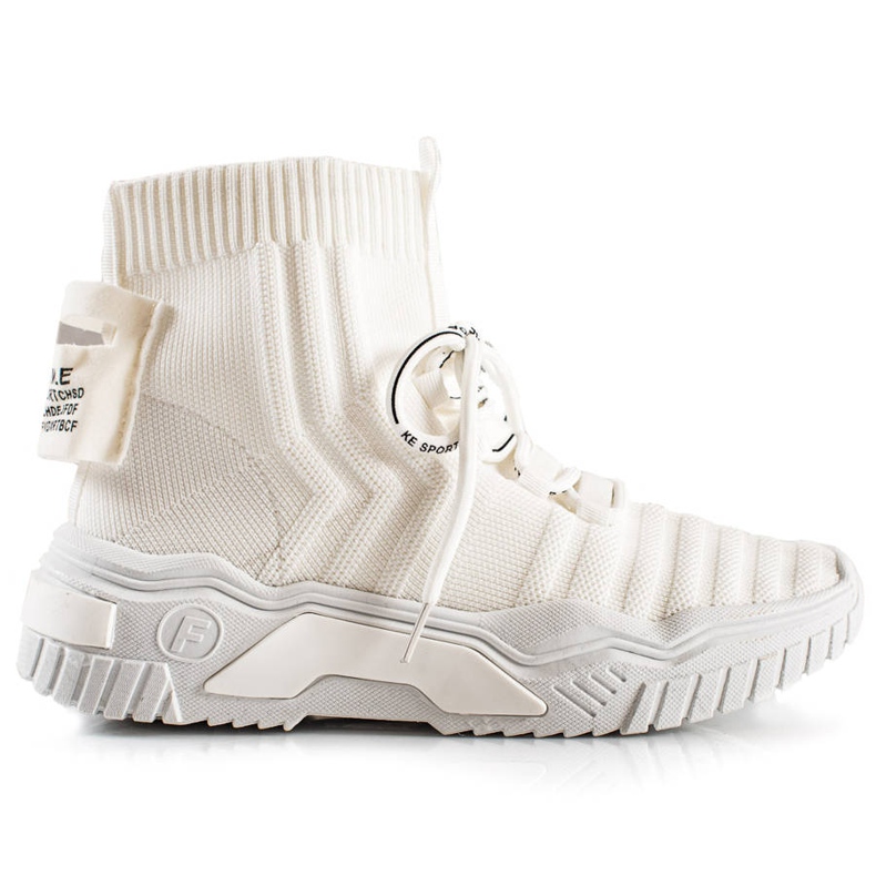 TRENDI Tênis de moda com uma meia branco TRENDI Tênis de moda com uma meia branco