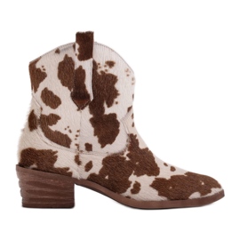 Marco Shoes Botas de cowboy de couro natural com cabelo 2226B-1282-1 bege marrom