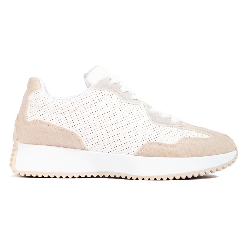 TRENDI Sapatos esportivos casuais na plataforma bege branco cinza