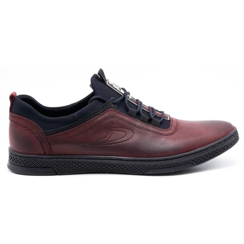 Polbut Sapatos casuais de couro masculino K24 bordô grão vermelho