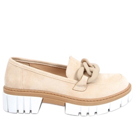 Mocassins femininos com corrente Juni Beige bege