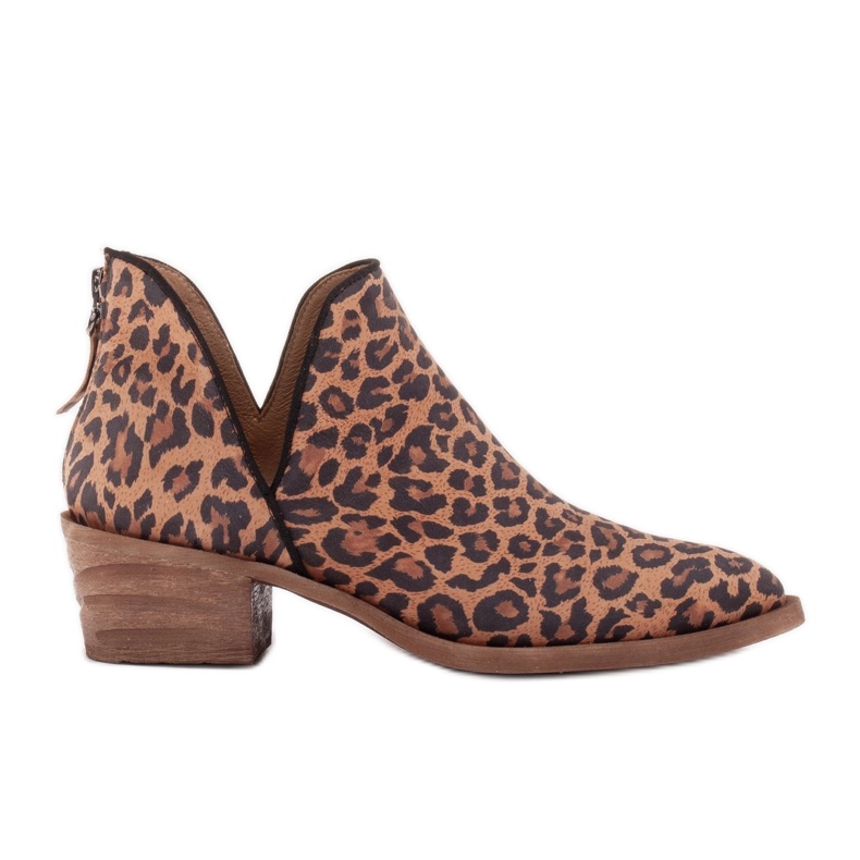 Marco Shoes Botas de couro genuíno com corte em V 1954B-634-1 castanho